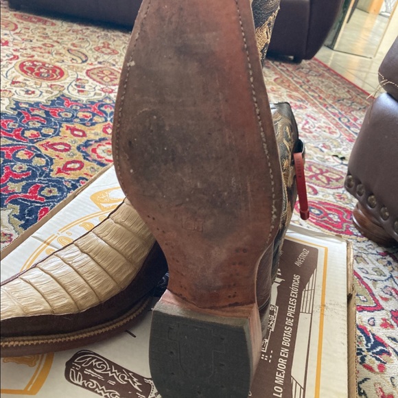 Caiman/Leather Cowboy Boots with matching belt sz 30 - Picture 3 of 4